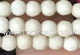 CTG3545 15.5 inches 4mm faceted round white fossil jasper beads