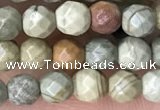 CTG3547 15.5 inches 4mm faceted round silver leaf jasper beads