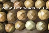 CTG3548 15.5 inches 4mm faceted round wooden jasper beads