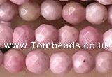 CTG3553 15.5 inches 4mm faceted round pink wooden jasper beads