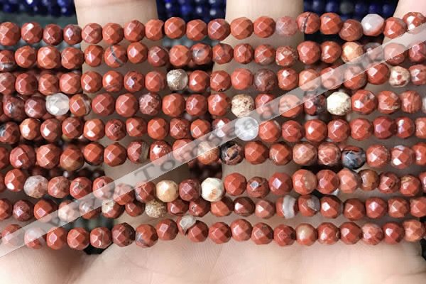 CTG3554 15.5 inches 4mm faceted round red jasper beads