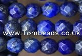 CTG3575 15.5 inches 4mm faceted round lapis lazuli beads