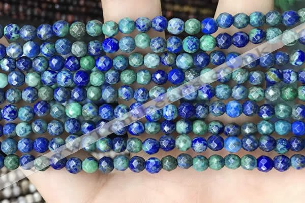 CTG3576 15.5 inches 4mm faceted round chrysocolla beads