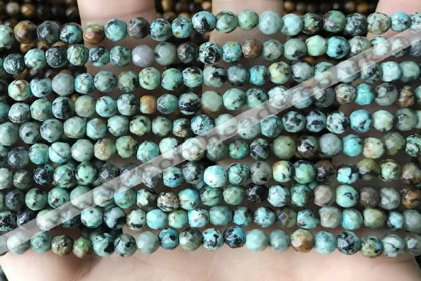 CTG3577 15.5 inches 4mm faceted round African turquoise beads