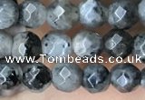 CTG3586 15.5 inches 4mm faceted round black labradorite beads