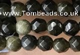 CTG3587 15.5 inches 4mm faceted round golden obsidian beads