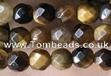 CTG3588 15.5 inches 4mm faceted round yellow tiger eye beads