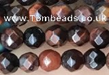 CTG3589 15.5 inches 4mm faceted round red tiger eye beads