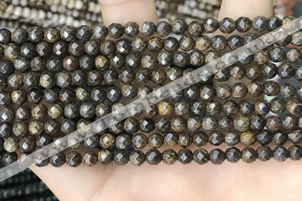 CTG3594 15.5 inches 4mm faceted round bronzite beads wholesale