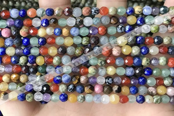 CTG3596 15.5 inches 4mm faceted round mixed gemstone beads