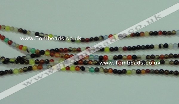CTG50 15.5 inches 2mm round tiny multi-color agate beads wholesale