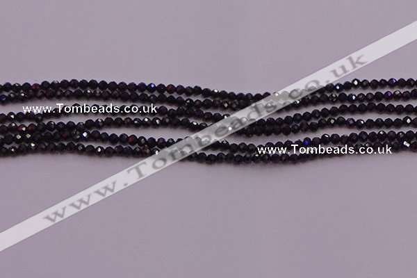 CTG501 15.5 inches 2mm faceted round tiny black spinel beads