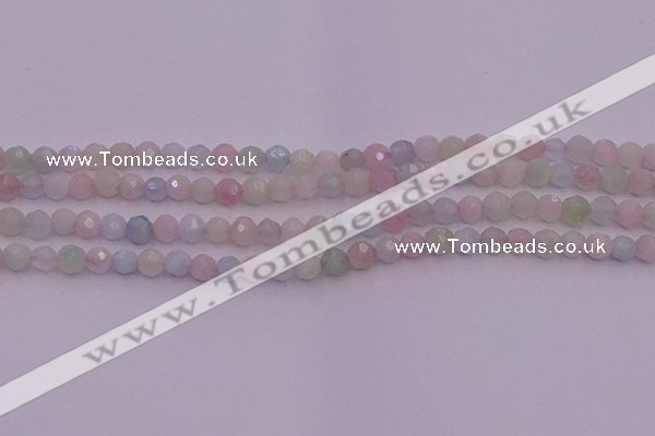 CTG505 15.5 inches 4mm faceted round tiny morganite beads