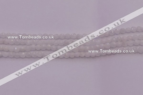 CTG506 15.5 inches 4mm faceted round tiny white moonstone beads