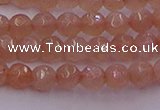 CTG507 15.5 inches 4mm faceted round tiny peach moonstone beads