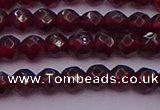 CTG510 15.5 inches 4mm faceted round tiny red garnet beads