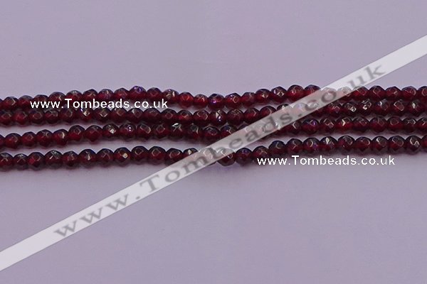 CTG510 15.5 inches 4mm faceted round tiny red garnet beads