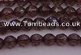 CTG511 15.5 inches 4mm faceted round tiny smoky quartz beads