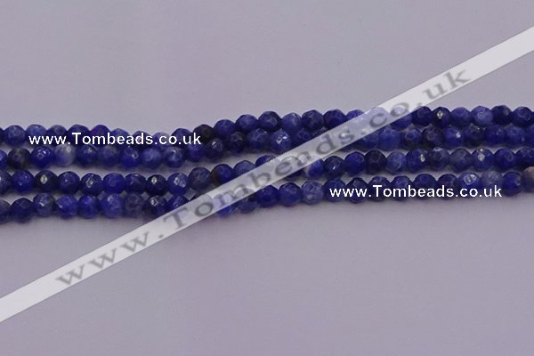 CTG513 15.5 inches 4mm faceted round tiny sodalite beads