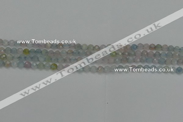 CTG550 15.5 inches 4mm faceted round tiny morganite beads