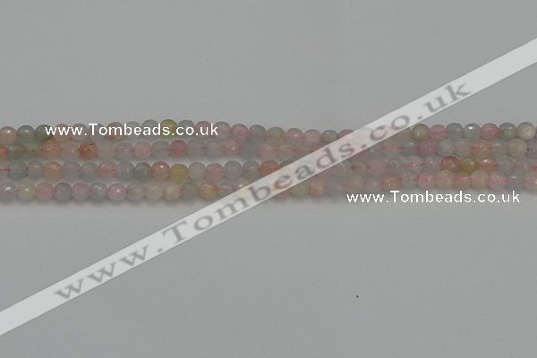 CTG551 15.5 inches 4mm faceted round tiny morganite beads