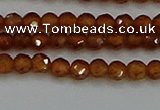 CTG554 15.5 inches 4mm faceted round tiny orange garnet beads