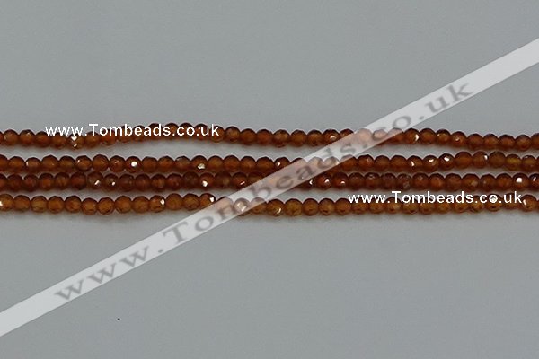 CTG554 15.5 inches 4mm faceted round tiny orange garnet beads