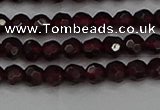 CTG556 15.5 inches 4mm faceted round tiny red garnet beads