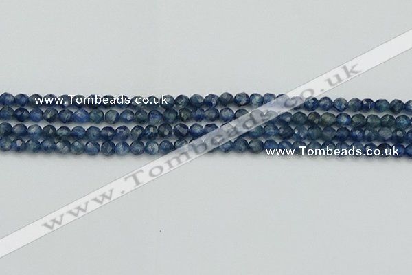 CTG557 15.5 inches 4mm faceted round tiny blue kyanite beads