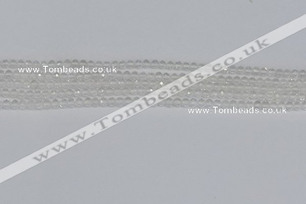 CTG601 15.5 inches 3mm faceted round white crystal beads