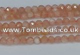 CTG607 15.5 inches 3mm faceted round peach moonstone beads