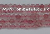 CTG625 15.5 inches 2mm faceted round strawberry quartz beads