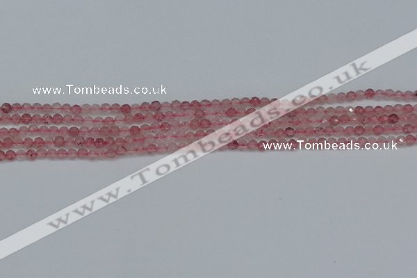CTG625 15.5 inches 2mm faceted round strawberry quartz beads