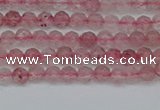 CTG626 15.5 inches 3mm faceted round strawberry quartz beads