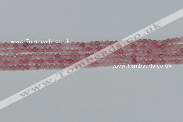 CTG626 15.5 inches 3mm faceted round strawberry quartz beads