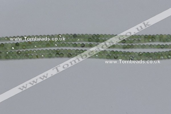 CTG634 15.5 inches 3mm faceted round green rutilated quartz beads