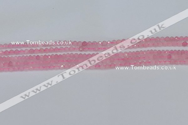 CTG636 15.5 inches 3mm faceted round Madagascar rose quartz beads