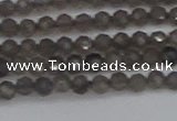 CTG640 15.5 inches 3mm faceted round smoky black obsidian beads