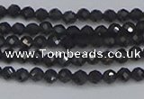 CTG642 15.5 inches 3mm faceted round golden black obsidian beads