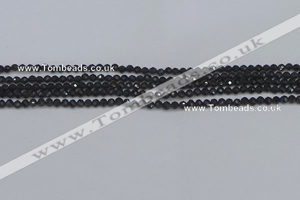 CTG642 15.5 inches 3mm faceted round golden black obsidian beads