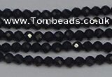 CTG643 15.5 inches 2mm faceted round black tourmaline beads