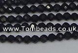 CTG644 15.5 inches 3mm faceted round black tourmaline beads