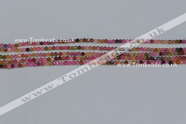 CTG651 15.5 inches 2mm faceted round tourmaline gemstone beads