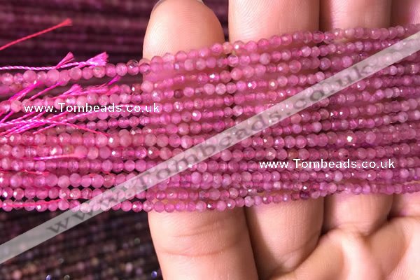 CTG705 15.5 inches 2mm faceted round tiny pink tourmaline beads