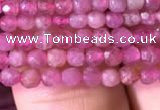 CTG706 15.5 inches 3mm faceted round tiny pink tourmaline beads