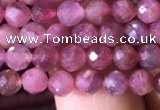 CTG708 15.5 inches 5mm faceted round tiny pink tourmaline beads