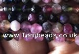 CTG725 15.5 inches 3mm faceted round tiny tourmaline beads