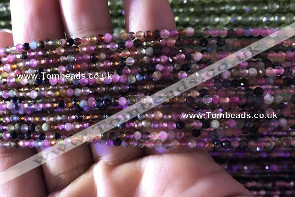 CTG729 15.5 inches 2mm faceted round tiny tourmaline beads