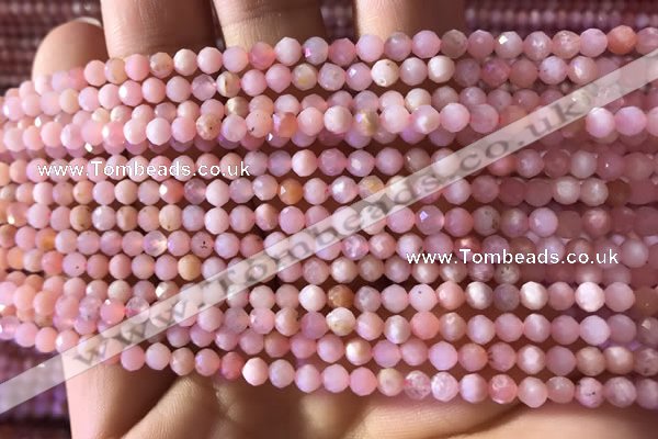 CTG734 15.5 inches 4mm faceted round tiny pink opal beads