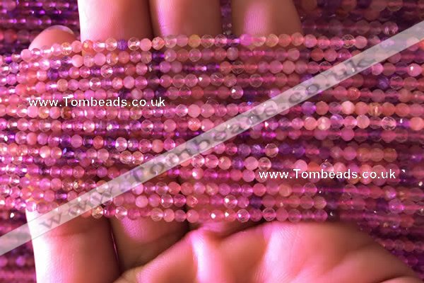 CTG740 15.5 inches 2mm faceted round tiny mixed quartz beads